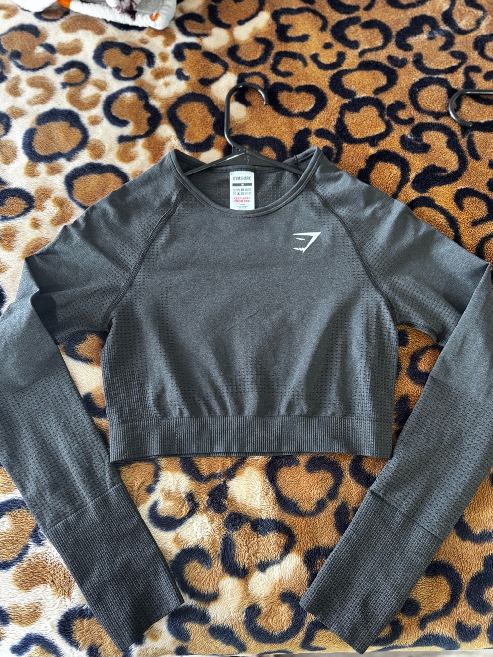 Gymshark Charcoal Gray Seamless Cropped Long-Sleeve Top